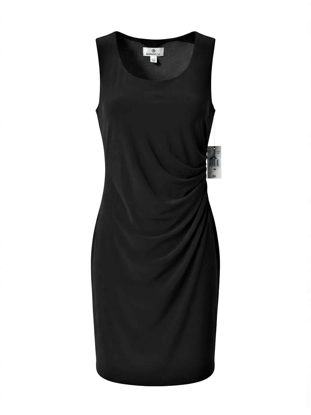 Ronni Nicole Ruched Sleeveless Midi Dress in Black Size 10 NWT